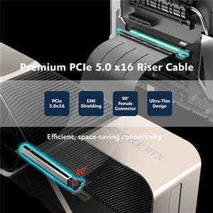 AKASA Riser X3 Mark V PCIe 5.0 x16 - Cavo Riser 300 mm con Alta Velocità e Schermatura EMI