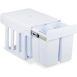 Relaxdays Pattumiera Estraibile Sottolavello - Cestino Raccolta Differenziata 4 Scomparti da 8 L, Bianco, Dimensioni 35,1x34,3x48 cm