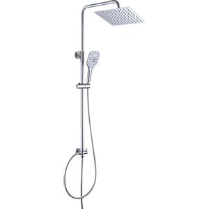 Dylin GmbH JOHO Colonna Doccia Senza Miscelatore in Acciaio Inox 304, Cromo Set Doccia a Pioggia con Soffione e Doccetta a Mano (25×25cm quadrato)