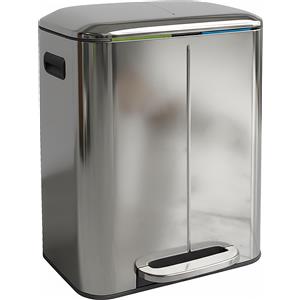 Relaxdays Cestino Rifiuti 2 Scomparti 2x20L in Acciaio Inossidabile con Apertura a Pedale e Coperchio Softclose
