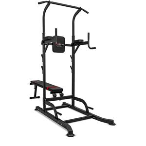 Boudech Stazione Fitness Multifunzione Power Tower chin-up dip station dotata di barra regolabile panca per trazioni,flessioni e addominali