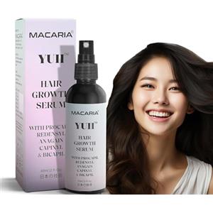 MACARIA Yuii Siero Crescita Capelli con Procapil, Redensyl & Capixyl - Anti Caduta per Donne & Uomini - Saw Palmetto Giapponese & Anagain - Trattamento Diradamento e Danni - Rafforzante Niacinamide & Baicapil
