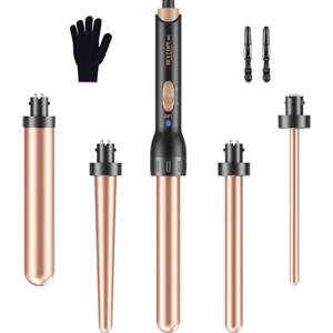 BESTOPE MIX Ferro Arricciacapelli, 5 in 1 Set Arricciacapelli con Diversi Attacchi per ricci grandi e piccoli