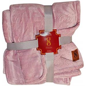 MiaSuite Plaid invernale in Pile anallergico, 130x160 cm - Rosa - Effetto velluto lucente, design elegante, morbido al tatto, lavabile in lavatrice.