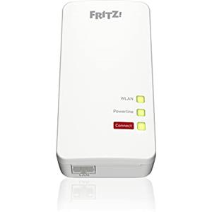 FRITZ!Powerline 1260 WLAN Adattatore singolo / estensore di rete 1.200 MBit/s PLC, conforme a IEEE P1901, 1200 Mbps, base WiFi AC integrata, Mesh, 1 porta Gigabit, versione internazionale