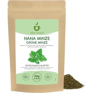 IDDA Herbal Menta Verde Tè 100g, Foglie di Menta Nana Essiccate e Tagliate, Tè Sfuso, Spearmint