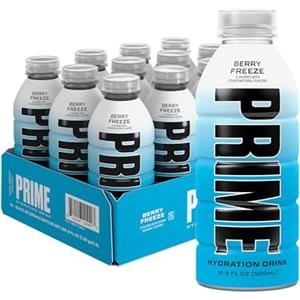 PRIME Hydration BERRY FREEZE, Bevande sportive, Elettrolito potenziato per la massima idratazione, 250 mg di BCAA, vitamine del gruppo B, antiossidanti, basso contenuto di zuccheri, 16,9 Fl Oz