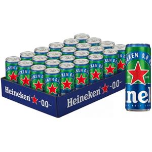 Heineken Birra Heineken 0.0 Analcolica, Cassa con 24 Lattine da 33cl, Birra Lager Analcolica a Bassa Fermentazione, Gusto Bilanciato con Fresche Note Fruttate e Maltate, Corpo Morbido, Gradazione 0,0% Vol
