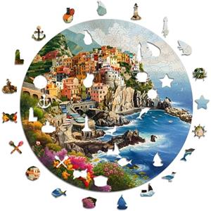 Iconic Puzzles - Portofino, Italia, puzzle in legno 100% sostenibile, Regali per Bambini e Adulti, taglia S, 200 Pezzi