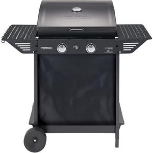Campingaz Barbecue a gas Xpert 200 LXD | Barbecue a gas con 2 bruciatori a gas alluminati | Coperchio con termometro | Potenza 7,1 kW | Griglia scaldavivande | 2 tavoli laterali pieghevoli