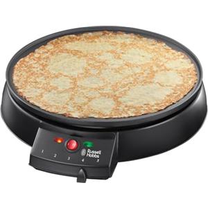 Russell Hobbs Padella Crepes, Crepiera, Crepes, Piastra Antiaderente, Temperatura Regolabile, 1000 W, Spatola E Accessorio Crepes Inclusi, Acciaio Inox, 20920-56