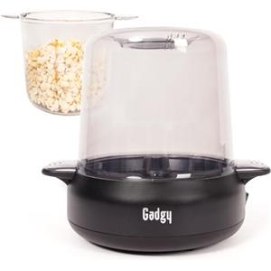 Gadgy Macchina per popcorn Premium - Macchina per popcorn elettrica con funzione di agitazione, piastra antiaderente e coperchio - 5 minuti - Funzione di fusione burro - Design nero opaco