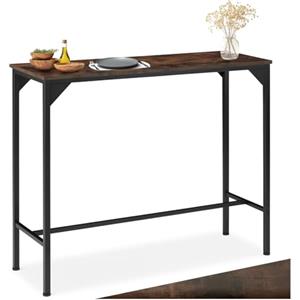 tectake® Tavolo Alto da bar snello, Tavolo stile industriale minimalista, Bancone Bar, supporto in acciaio verniciato a polvere, piedi regolabili 120 x 40 x 100,5 cm - Legno Industriale Scuro