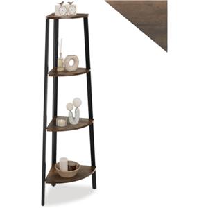 tectake® Scaffale ad angolo 34x34x125cm, Libreria 4 Ripiani, Libreria verticale angolare con mensole, Scaffale salvaspazio per Soggiorno, Salotto, Camera da letto, Ufficio - Legno Industriale Scuro