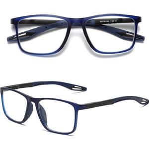 Hubeye Occhiali da lettura sportivo da uomo e donna Lettori ultraleggero TR90 Confortevole Flessibile Occhiali anti luce blu (Blu, 1.75)