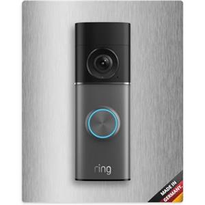 iSecur Mascherina adatta per anello video campanello in acciaio inox I Wired Doorbell Pro 3° Gen (2025) I campanello I 140 x 175 mm I piastra per porta campanello I az227