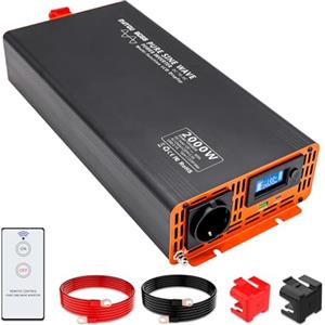 DATOUBOSS Inverter 12v 220v Onda Sinusoidale Pura 2000W/4000W Power Inverter Convertitore DC 12V a AC 220V 230V con LCD Display & Type-c e 1 presa AC e 1 Porte USB per Auto,Camion Camper