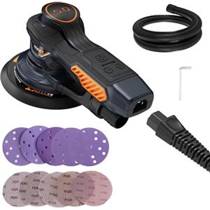 MAXXT Levigatrice Orbitale, 6 Velocità Regolabili 10000 RPM 150mm rotorbitale,10PCS Carte Abrasive per Multipli Angoli Legno Metallo Facile da cambiare Carte Abrasive