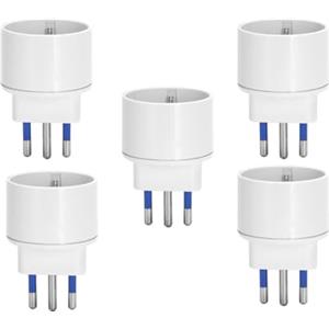 prometeo electronics Set 5pz Adattatore Riduttore Schuko spina 10A Bianco Max 1500W