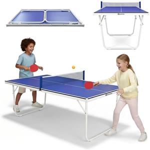 HyperMotion Tavolo da Ping Pong Pieghevole per Casa, Compatto, da Tennis Tavolo Indoor per Gioco Ricreativo, Design Salvaspazio con Rete, 2 Racchette e Palline, Tavolo Familiare