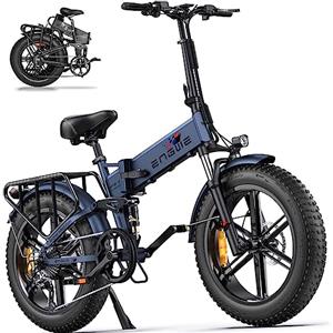 ENGWE Bicicletta Elettrica Pieghevole| 48V 16AH Durata 120KM| 20×4.0 Fat Tire|Sensore di Coppia| Sospensione Completa| 8 Velocità | ENGINE Pro (Blu)