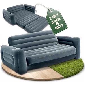 JoyMotion Divano gonfiabile allungabile - Comodo divano da campeggio con funzione estraibile - Superficie morbida floccata - Materasso gonfiabile 2 in 1 per campeggio, spiaggia, giardino, balcone