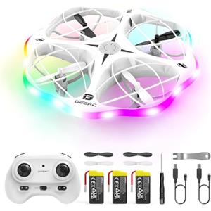 DEERC D13 Mini Drone per Bambini con Evitamento Ostacoli, 6 Modalità LED, Mini UFO Facile da Usare con 3 Batterie per Volo Prolungato, Lancio a Mano, Flip 3D, Regalo per 6-12 Anni