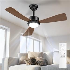 Airwit Ventilatore da Soffitto con Luce 106cm, Pale Effetto Legno, Ventilatore da Soffitto Silenzioso con Telecomando, LED Dimmerabile, Motore DC Reversibile, 6 Velocità per Camera Soggiorno