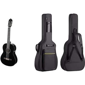 Yamaha C40BLII Chitarra Classica - Chitarra 4/4 Classica in Legno (65 cm, scala da 25 9/16") - 6 Corde in Nylon, Nero & CAHAYA Custodia Chitarra Borsa per Chitarra Classica o Chitarra Acustica