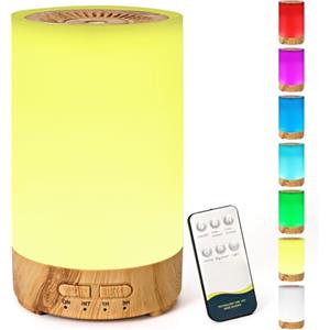LURICO Diffusore di aromi con luce LED a 7 colori, umidificatore con struttura in legno da 150 ml, per oli essenziali, senza acqua, spegnimento automatico, per camera da letto, ufficio, yoga, spa