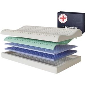Pharmaflex Cervical - Cuscino Cervicale Memory Foam Letto per Dormire 60x40 Ortopedico e Ergonomico, Morbido Supporto a 5 Strati Allevia Dolori, Guanciale Medico Fresco, Antiacaro e Anallergico