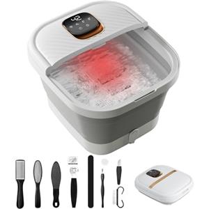 ACKLEAP Pediluvio piedi con Riscaldamento Riscaldato Pieghevole con 12 Livelli Temperatura, Sterilizzazione UV, Rulli Massaggianti shiatsu Motorizzati, Display LCD Touch Impermeabile