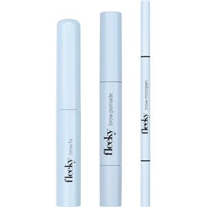 Fleeky Brow Kit - Set 3 in 1 per Sopracciglia Perfette, Pomade e Micropen, Colore Marrone Chiaro