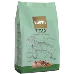 ENOVA Tris Formula Crocchette per Cani, 51% Carni Bianche (Coniglio, Maiale, Anatra), Grain-Free, Senza Patate, con Condroprotettori (2 kg)