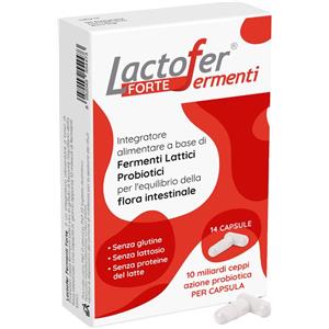 Paladin Pharma Lactofer Fermenti Forte - Integratore Probiotico con 10 miliardi di Fermenti Lattici per Capsula - 14 Capsule