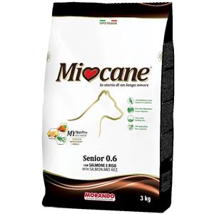 Morando Miocane Senior 0.6 - Alimento Completo per Cani Anziani con Pollo, Salmone e Riso - Sacco da 3 kg