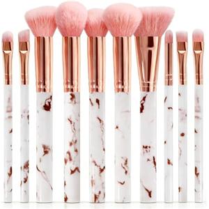 Vonsera Set Pennelli Trucco Professionale 10 Pezzi, Pennelli Make Up con Manico Marmo per Fondotinta, Correttore, Cipria, Ombretti, Kit Viso e Occhi con Trousse, Ideale per Principianti e Beauty Expert