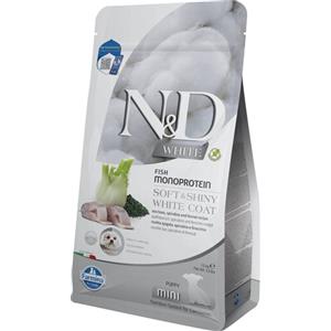 Farmina N&D White Crocchette Monoproteiche per Cani Puppy Mini con Spigola, Spirulina e Finocchio - 1,5 kg