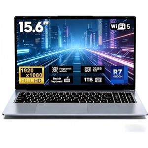FUNYET Computer Portatile, 2026 Nuovo PC Portatile da 15,6 pollici, 32 GB di RAM, SSD da 1 TB,Laptop R7-6800H, Gaming Laptop IPS FHD 1920*1080 Notebook, 5000 mAh, Fingerprint scanner,backlit keyboard