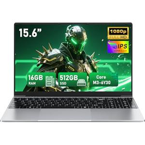 FUNYET Computer Portatile,2026 Laptop da 15,6 pollici, 16 GB RAM 512 GB SSD, Portatil Core M3-6Y30, IPS FHD 1920 x 1080 Notebook Laptop, apertura a 180°, 5000 mAh, slot per scheda TF,Type-C