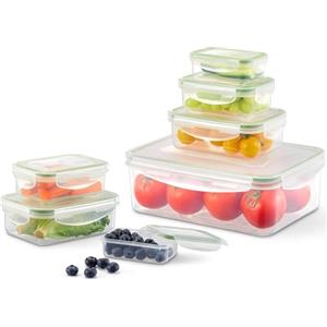 VINATO Set di 7 Contenitori per Alimenti con Coperchi, Contenitori Ermetici in Plastica, Scatole Rettangolari per Preparazione dei Pasti, Senza BPA, 0,12-2,5L, per Microonde Lavastoviglie Frigorifero