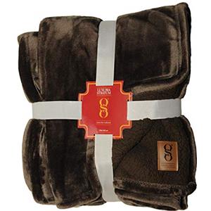 MiaSuite Plaid invernale in Pile anallergico, 130x160 cm - Marrone - Effetto velluto lucente, design elegante, morbido al tatto, lavabile in lavatrice.