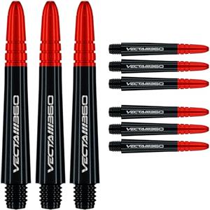 WINMAU Asta del dardo - Vecta Policarbonato Steli di Freccette - 1 Set per Confezione (3 Freccette Aste in Totale) - Accessori Professionali per Freccette - Nero & Rosso Blade360 Alberi intermedi