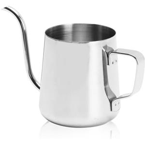 Baxnore Caffettiera per tè a goccia in acciaio inossidabile, Bollitore per caffè a collo di cigno, Bollitore per caffè a goccia, Teiera a collo di cigno per casa all'aperto (Argento da 250 ml)