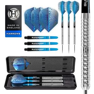 Harrows Pulse 90% freccette in tungsteno | Set di freccette con punta in acciaio con custodia | 21 g, 22 g, 23 g, 24 g, 25 g e 26 g | Include alberi Supergrip Fusion e alette Prime da 100 micron (22g)