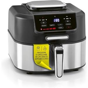 GOURMETmaxx FryBBQ - Friggitrice ad aria calda con calore superiore e inferiore, 5 l, friggitrice ad aria calda con 5 modalità con disidratazione, 2 in 1: friggitrice e barbecue, con griglia in