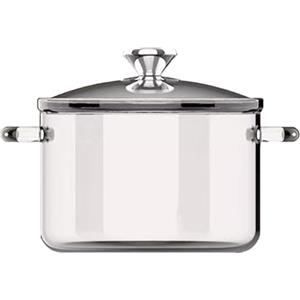 NIDONE Pentole in vetro per cucinare sul fornello, pentola in vetro trasparente per cuocere a fuoco lento, pentole grandi da 3, 5 litri, pentola sicura borosilicato con manici antiscottatura a doppio orec