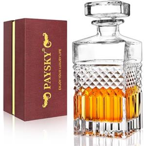 Paysky Decanter per whisky, decanter per liquori con tappo in vetro in confezione regalo, decanter per bourbon, decanter in cristallo per whisky, bourbon, scotch