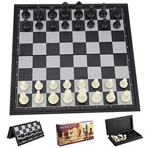 ChuerTech Scacchiera Professionale, Portatile Scacchiera Magnetica Chess Dama Scacchi Pieghevole da Viaggio per 6 + Anni Bambini e Adulti (25cm x 25cm)