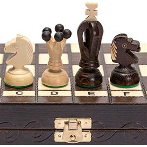 Husaria, Scacchi in Legno Europeo Internazionale, King's Continental - Scacchiera di Piccole Dimensioni da 28,8 Centimetri